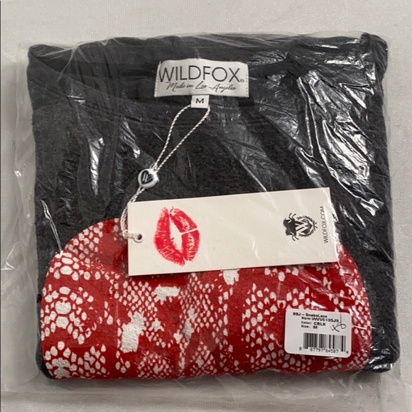 Wildfox Snake Lace Baggy Beach Jumper pullover gray and red M - Picture 2 of 7